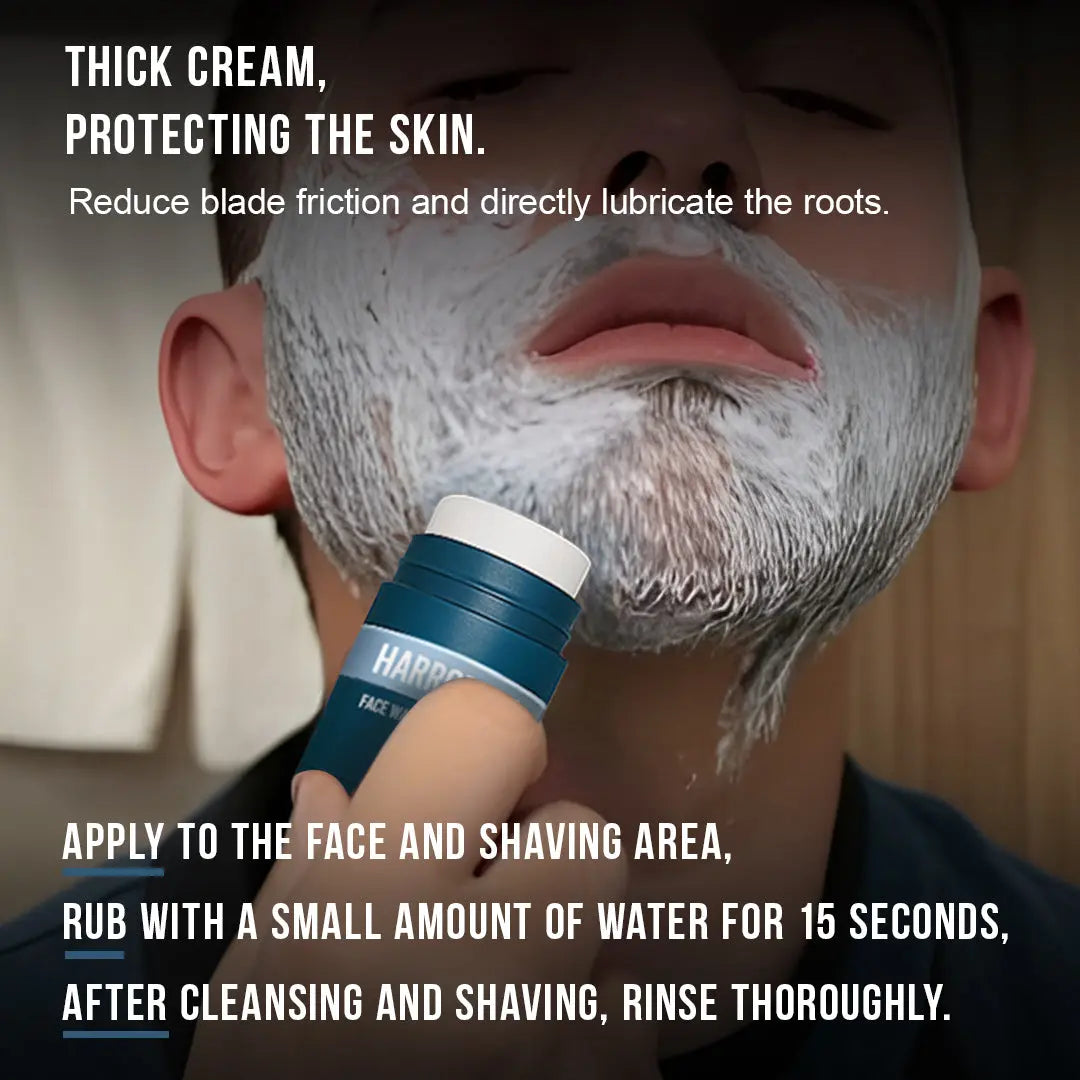 HARROMAN 2-in-1 Facial Cleansing & Shaving Stick | Softens Beard Roots Protects Skin Moisturizes Soothes Simple Convenient Travel Size Creamy Texture