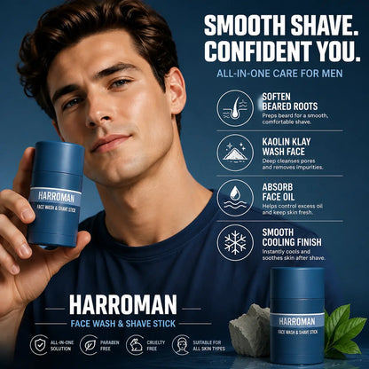 HARROMAN 2-in-1 Face Wash & Shave Stick