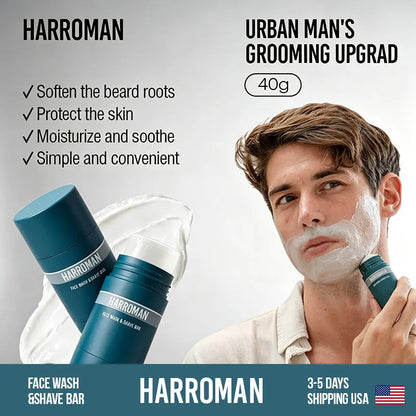 HARROMAN 2-in-1 Face Wash & Shave Stick