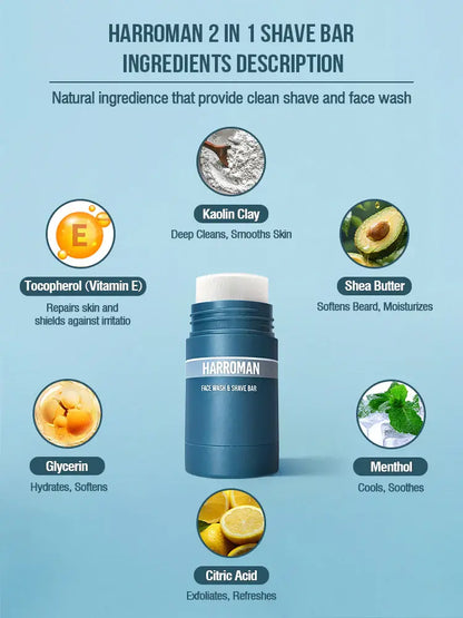HARROMAN 2-in-1 Face Wash & Shave Stick